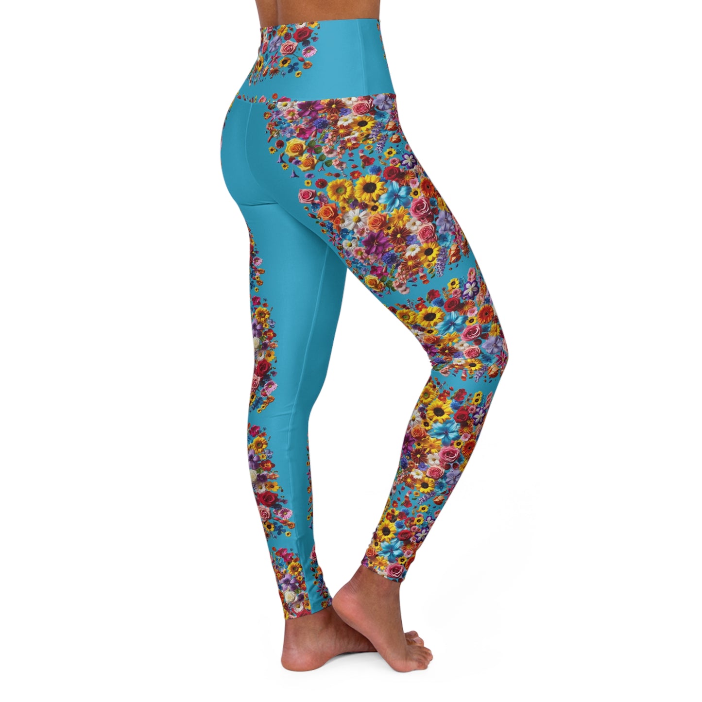 Floral Pattern Vibrant Floral High Waisted Yoga Leggings - Comfortable Workout Leggings for Fitness and Everyday Wear