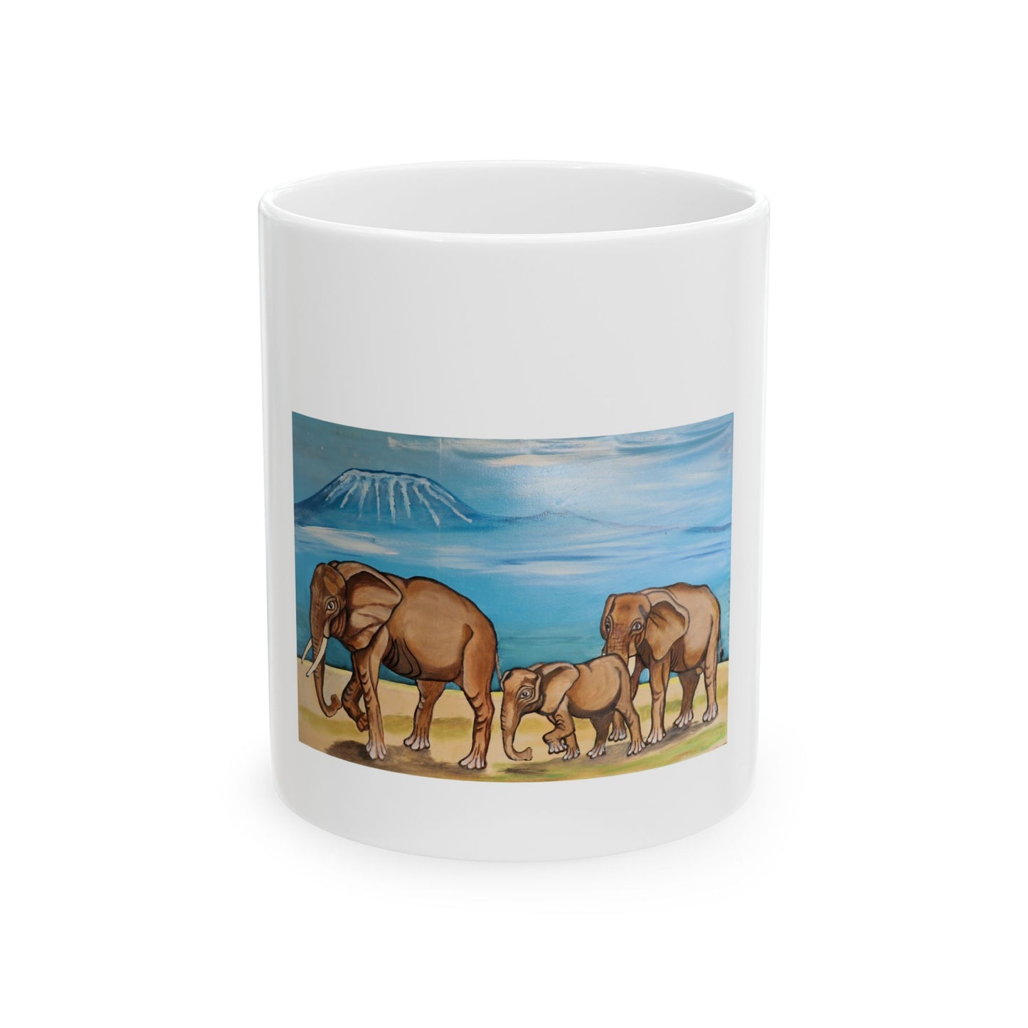 Majestic Elephant Family Ceramic Mug, (11oz, 15oz)