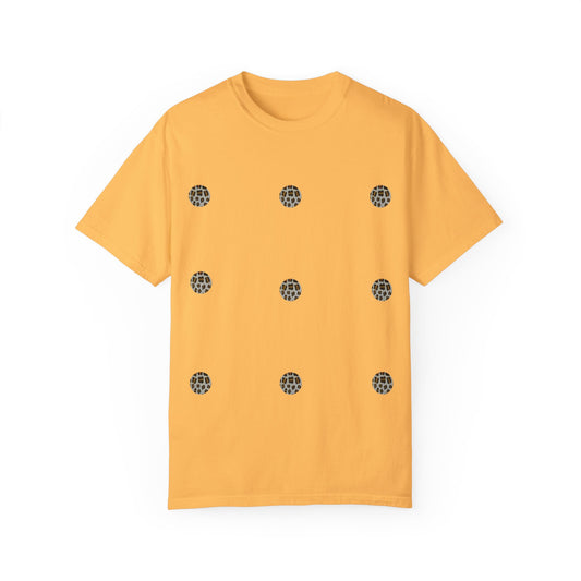 Golden Spots: Artistic Leopard Rosette Print Unisex Garment-Dyed T-shirt