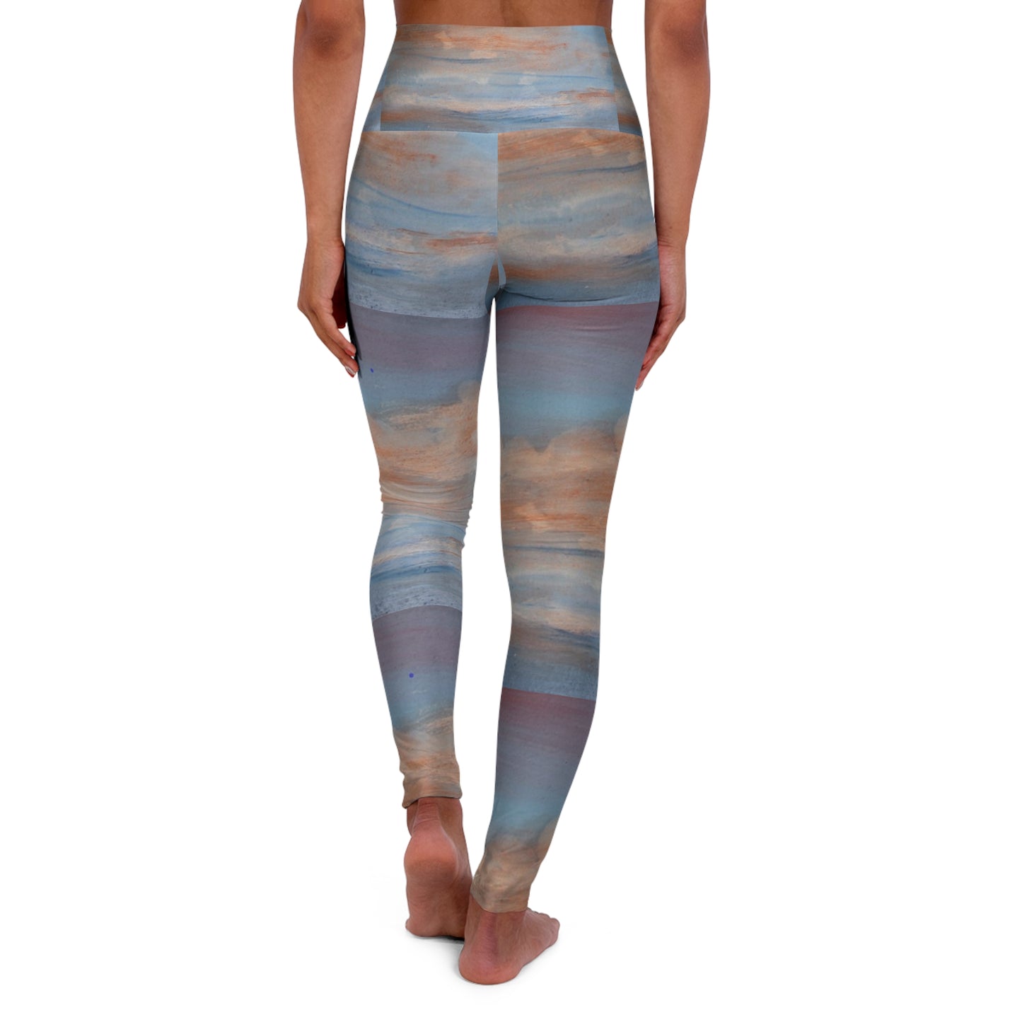 Sky Inspired High Waisted Yoga Leggings - Dreamy Clouds Design