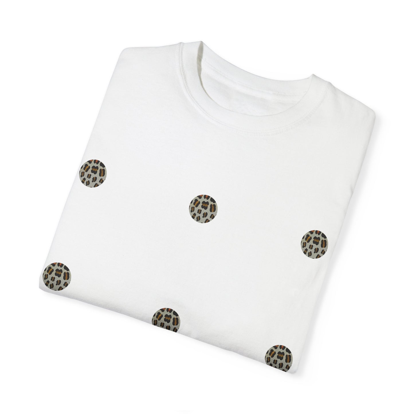 Golden Spots: Artistic Leopard Rosette Print Unisex Garment-Dyed T-shirt