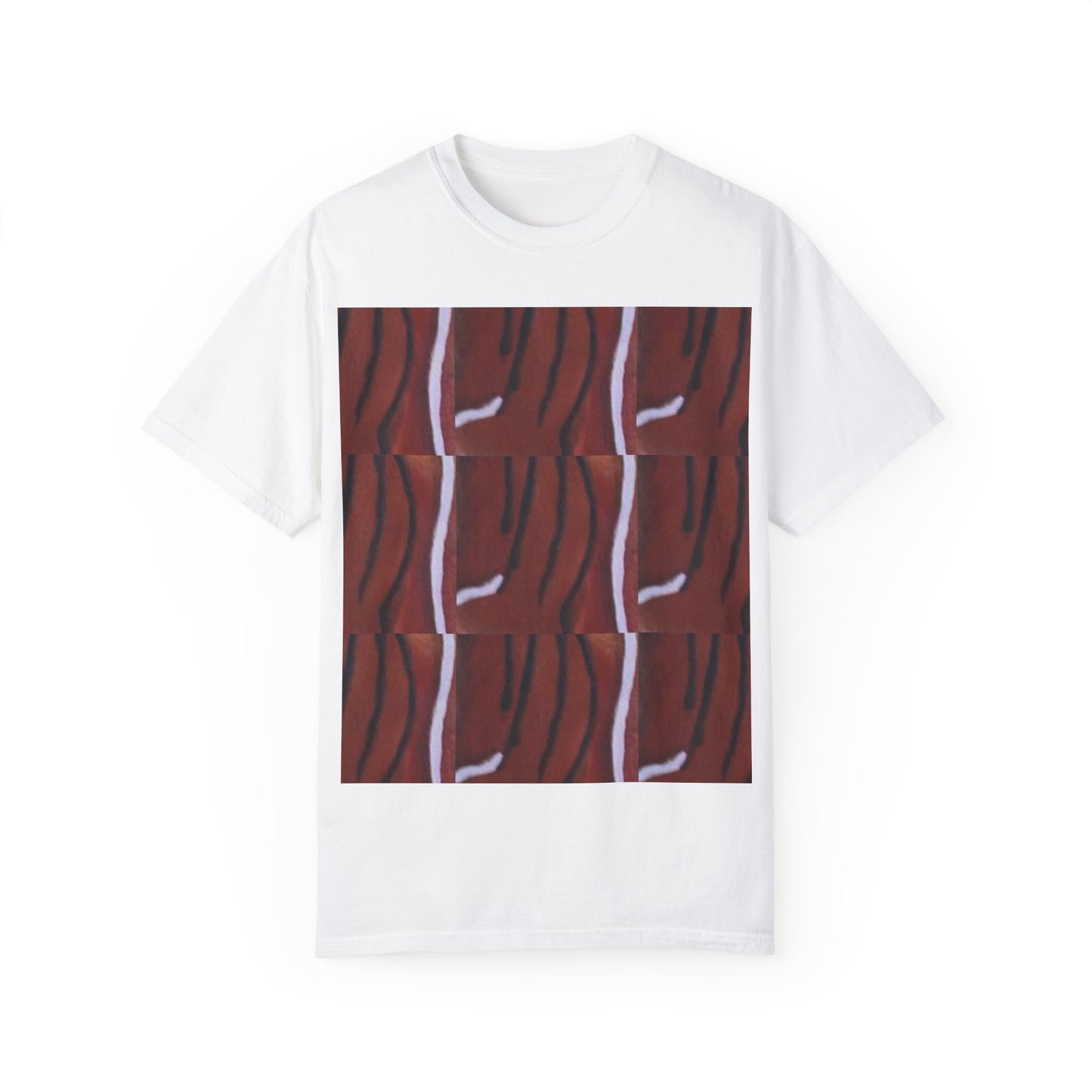 Wild Elegance: Hand-Painted Bongo Skin Print Artistic Unisex Garment-Dyed T-Shirt - Unique Pattern Design