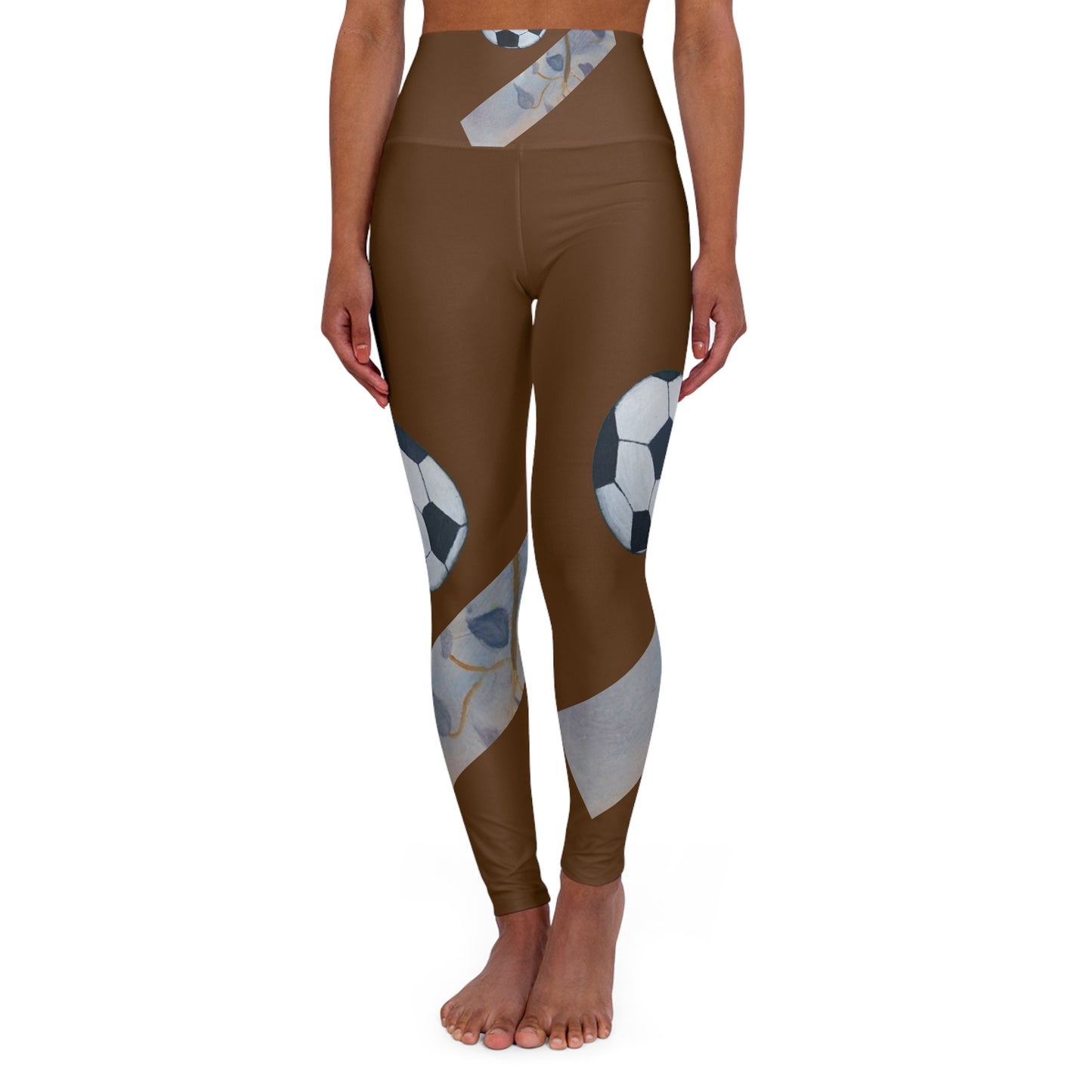 Twigs with leaves High Waisted Soccer Print Yoga Leggings for Active Lifestyle