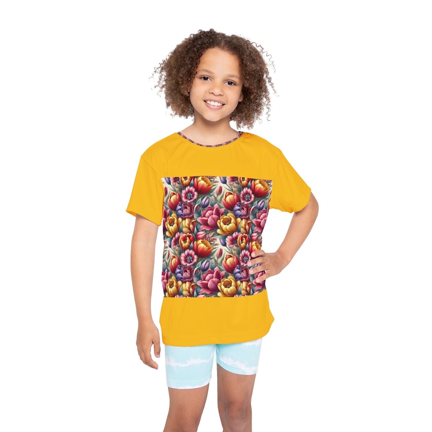 Tulip Harmony: A Floral Symphony Bright Floral Kids Sports Jersey - Perfect for Play and Fun