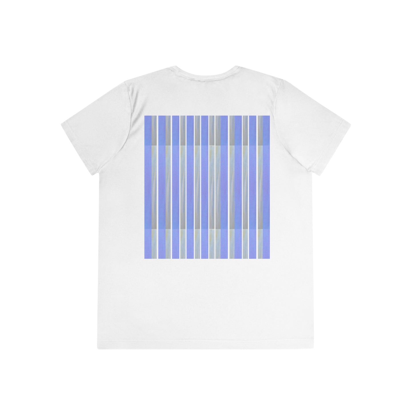 Artist’s Sky: Handcrafted Views Ladies' Blue Striped Competitor Tee - Comfortable Athletic Shirt