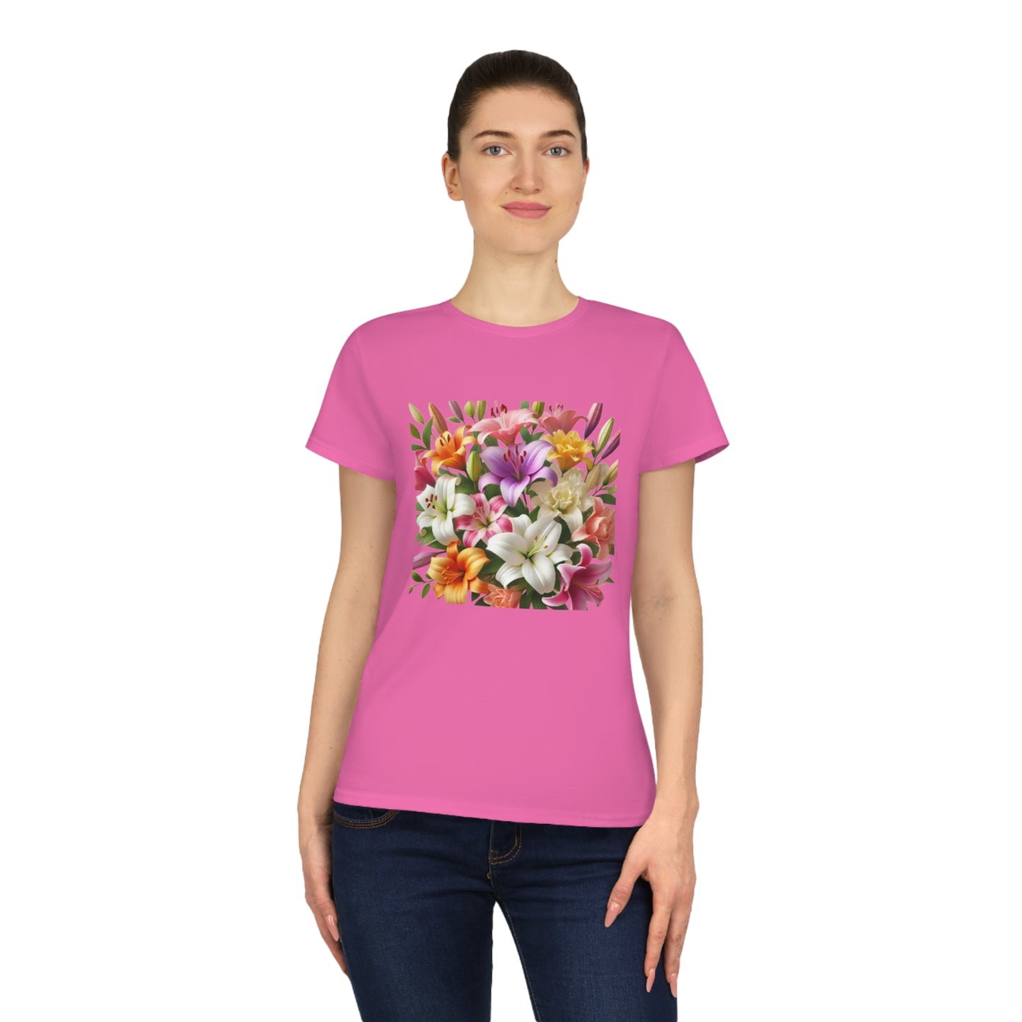 Floral Print Ladies' Cotton T-Shirt - Perfect for Spring and Summer Style