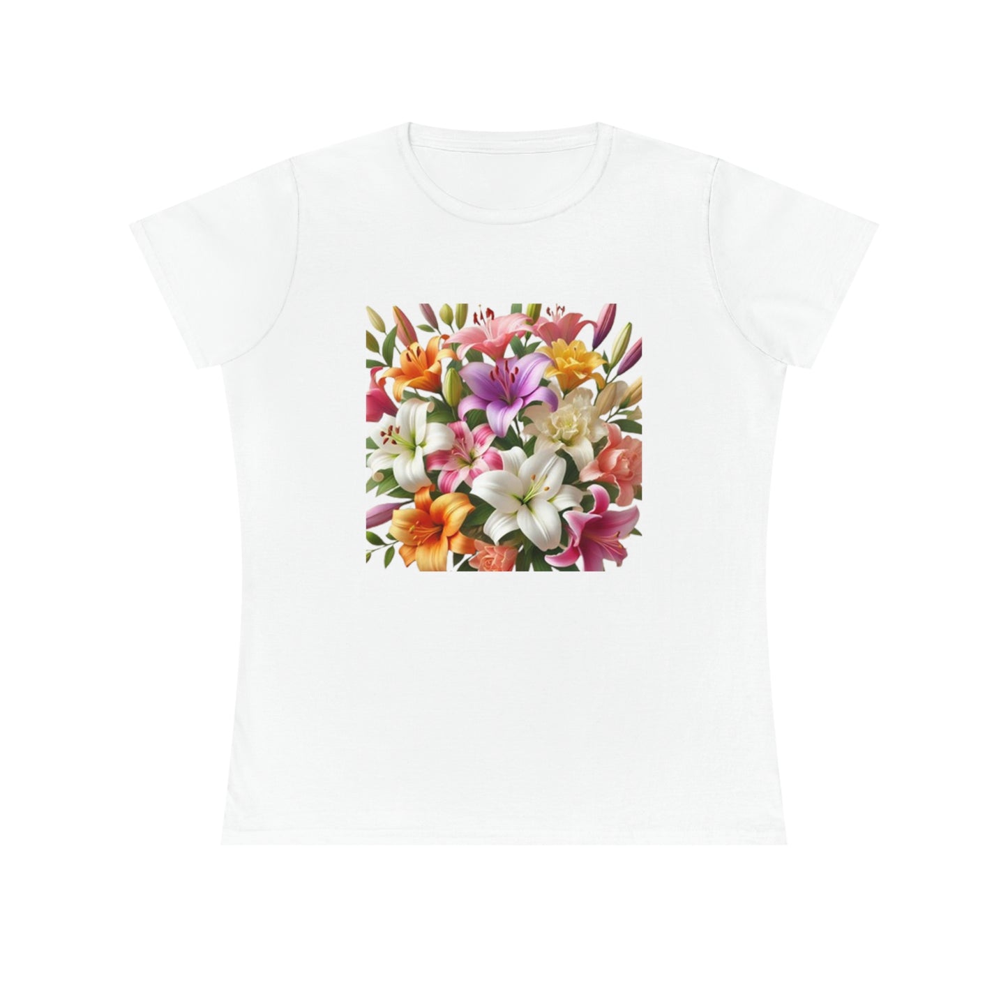 Floral Print Ladies' Cotton T-Shirt - Perfect for Spring and Summer Style