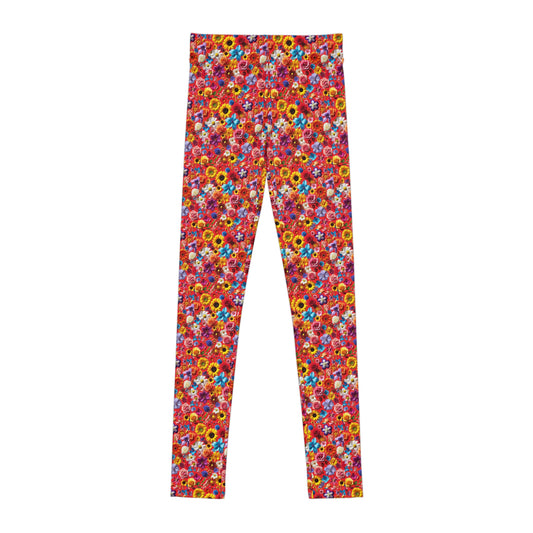 Forever in Blossom Colorful Floral Youth Leggings for Active Kids