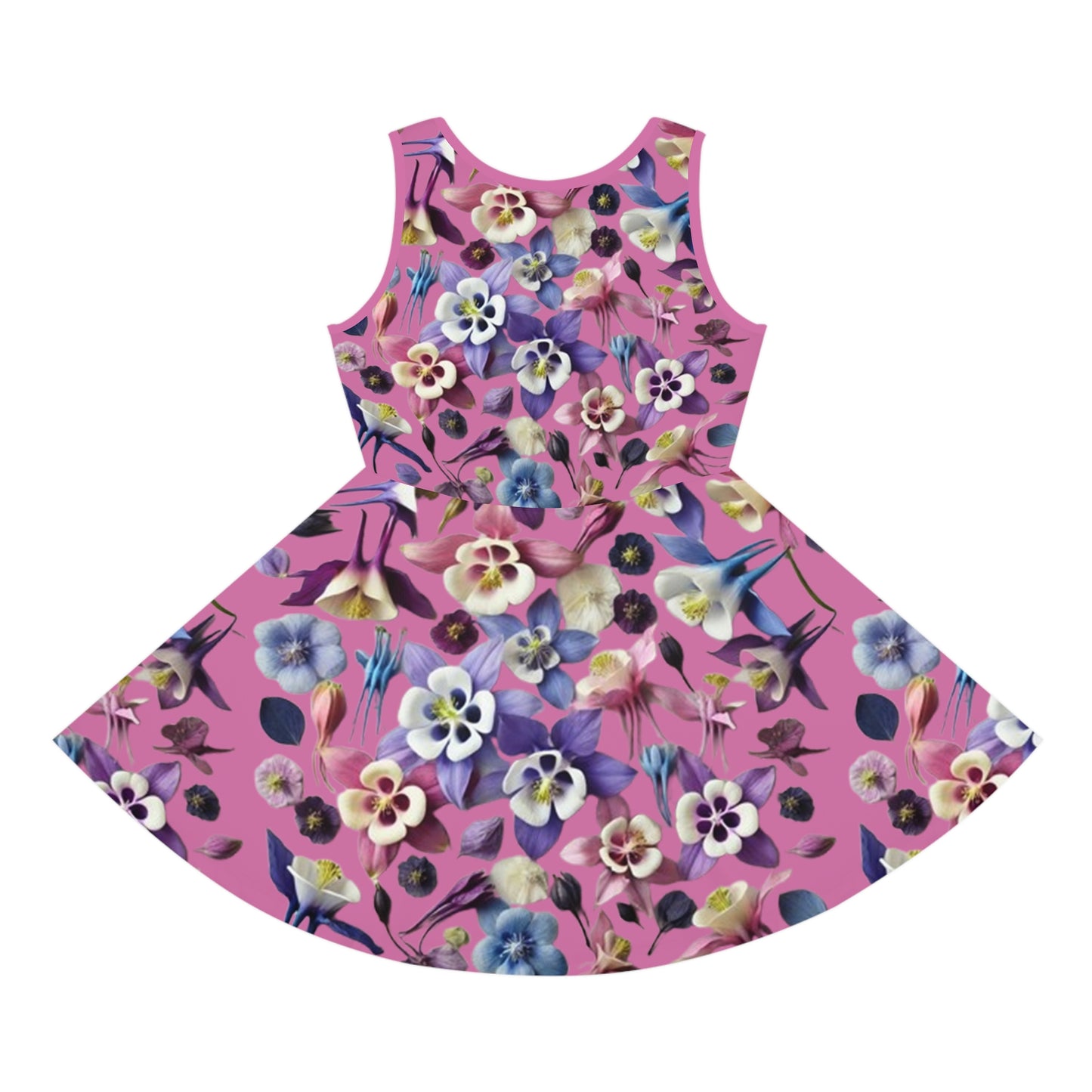 Floral Columbine and Orchid Girls' Sleeveless Sundress - Perfect for Spring Celebrations