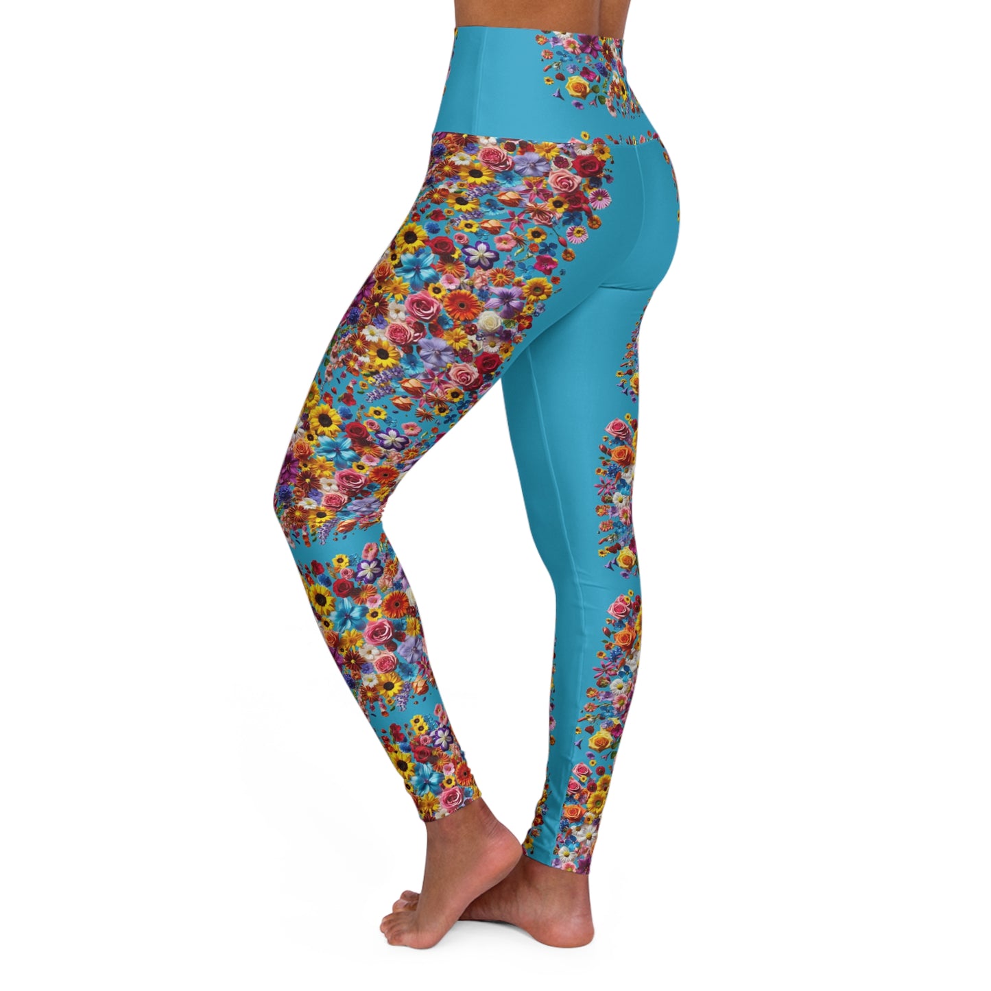 Floral Pattern Vibrant Floral High Waisted Yoga Leggings - Comfortable Workout Leggings for Fitness and Everyday Wear