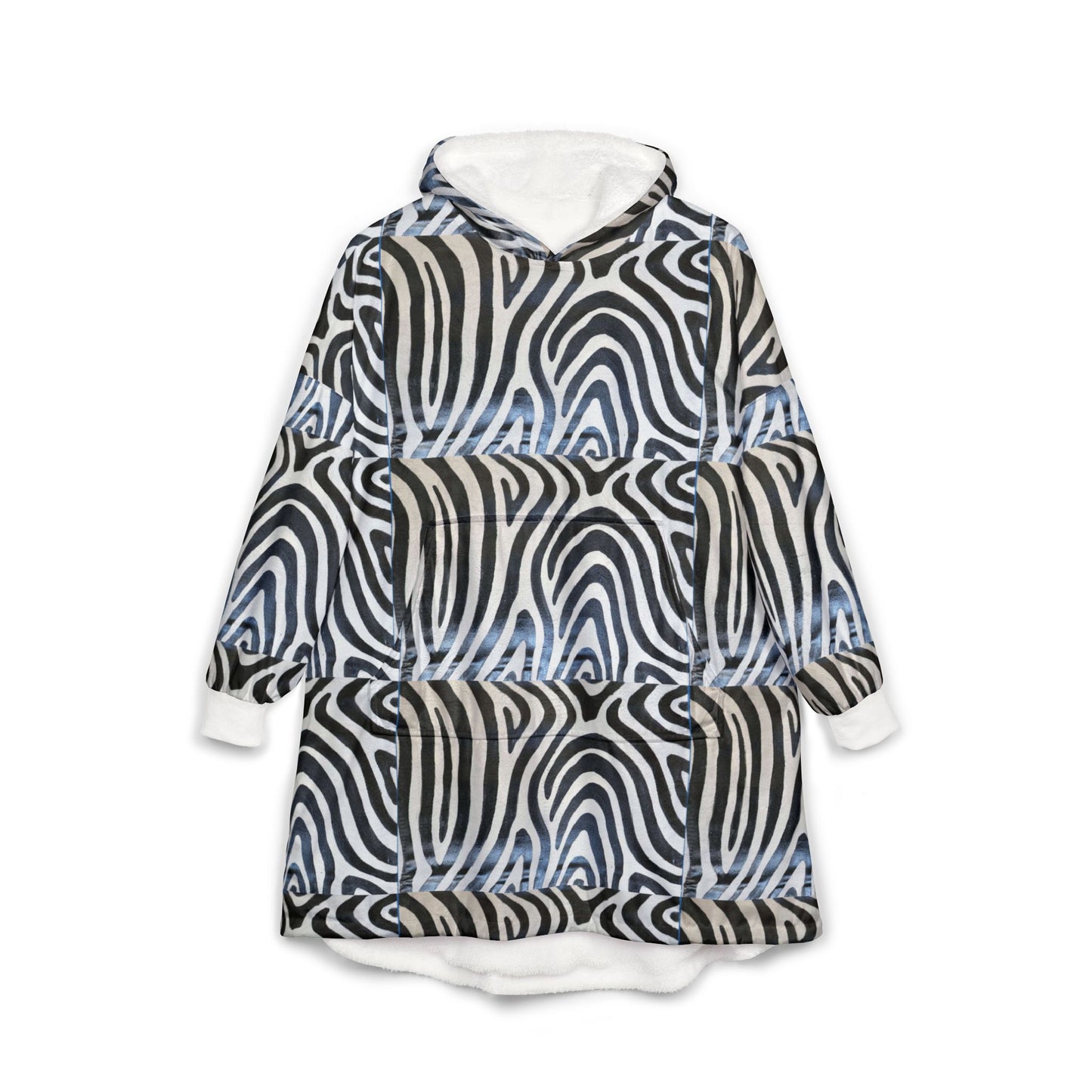 Monochromagic: Exploring the Elegance of Zebra print Patterns Unisex Hooded Blanket