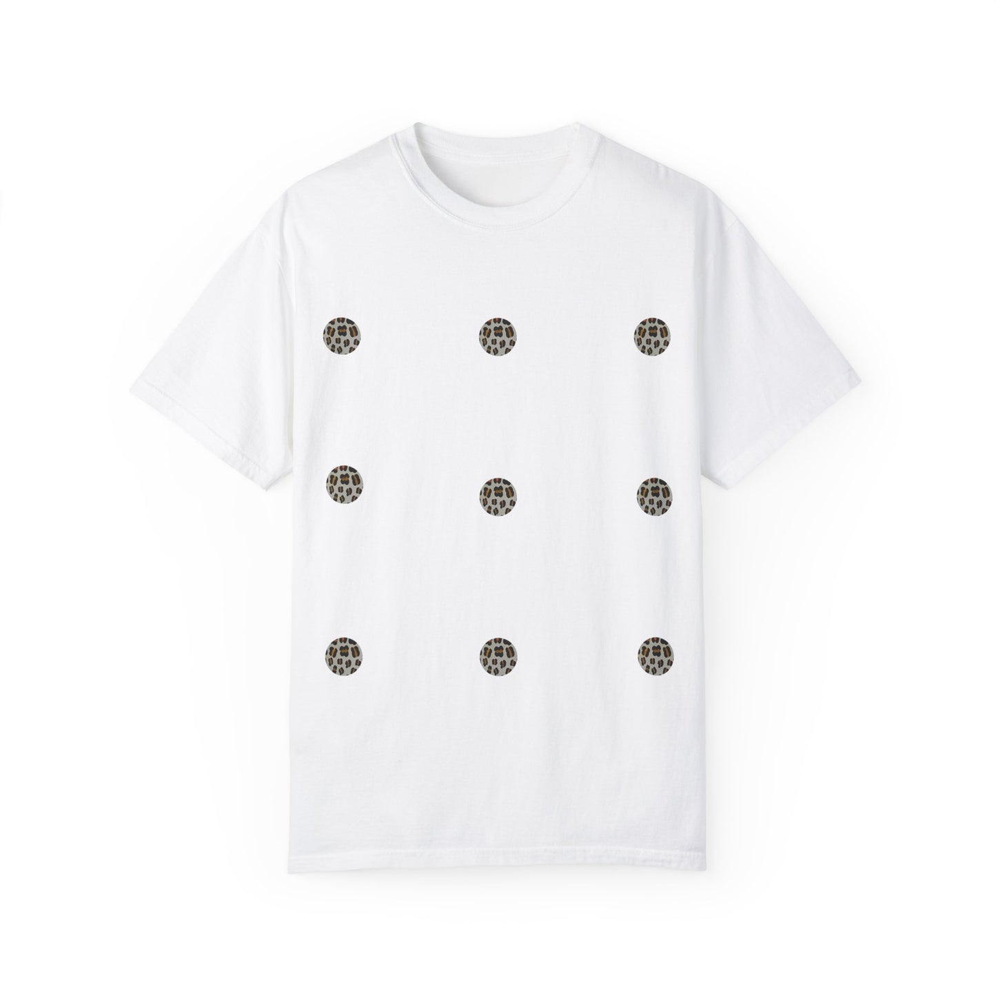 Golden Spots: Artistic Leopard Rosette Print Unisex Garment-Dyed T-shirt