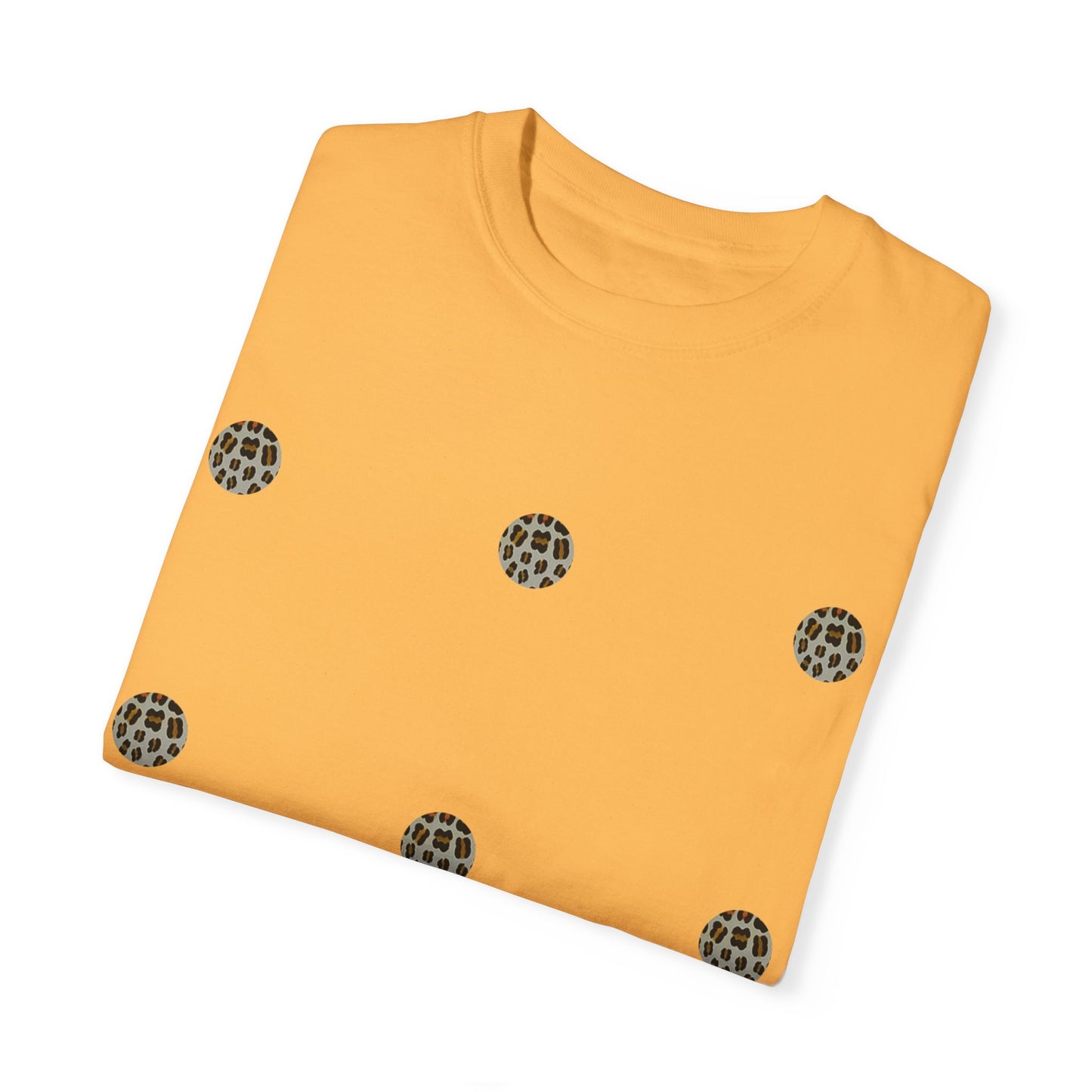 Golden Spots: Artistic Leopard Rosette Print Unisex Garment-Dyed T-shirt