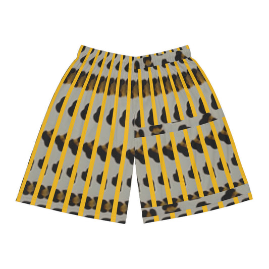 Roar in Style: Elegant Leopard Rosettes Stylish Basketball Shorts with Bold Pattern