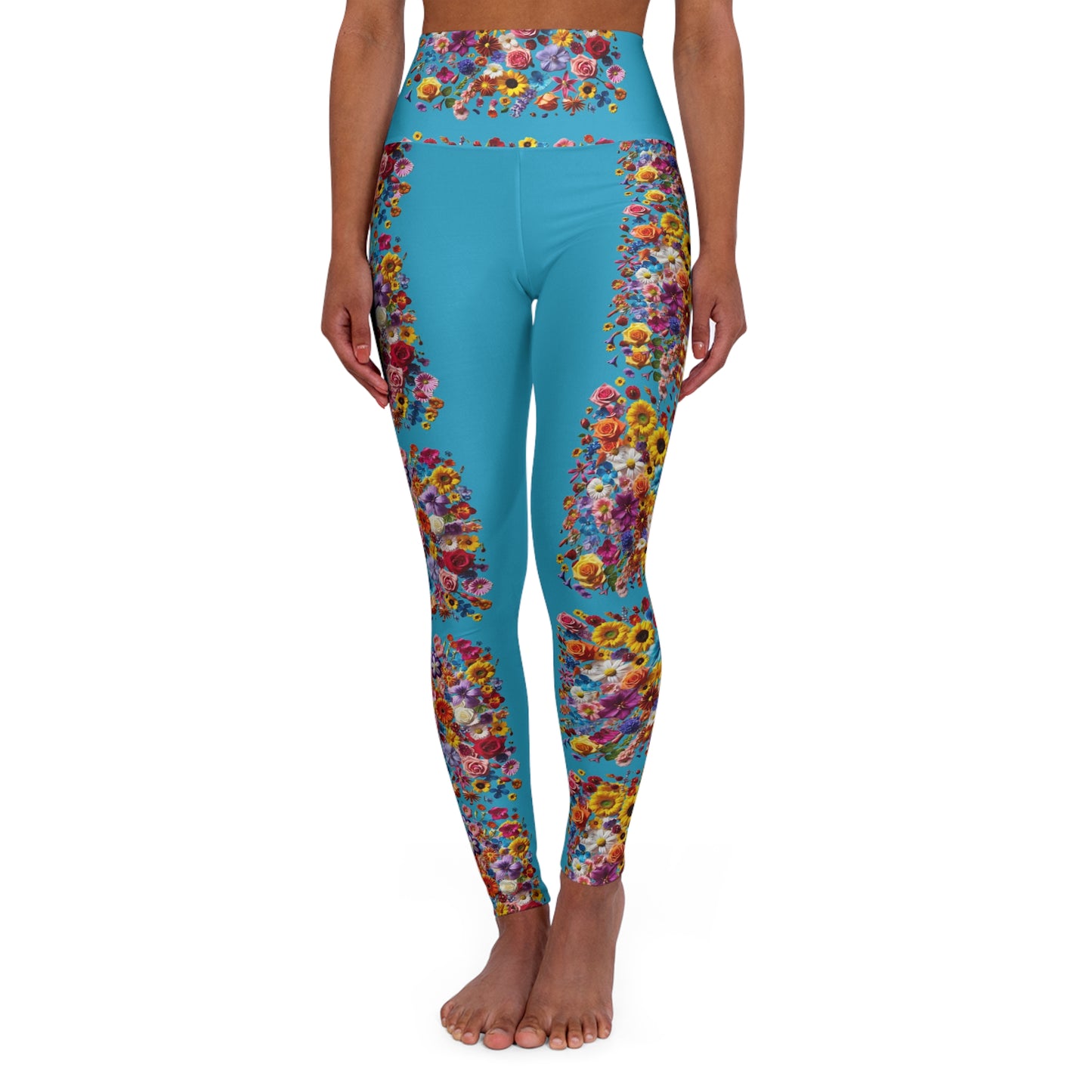 Floral Pattern Vibrant Floral High Waisted Yoga Leggings - Comfortable Workout Leggings for Fitness and Everyday Wear