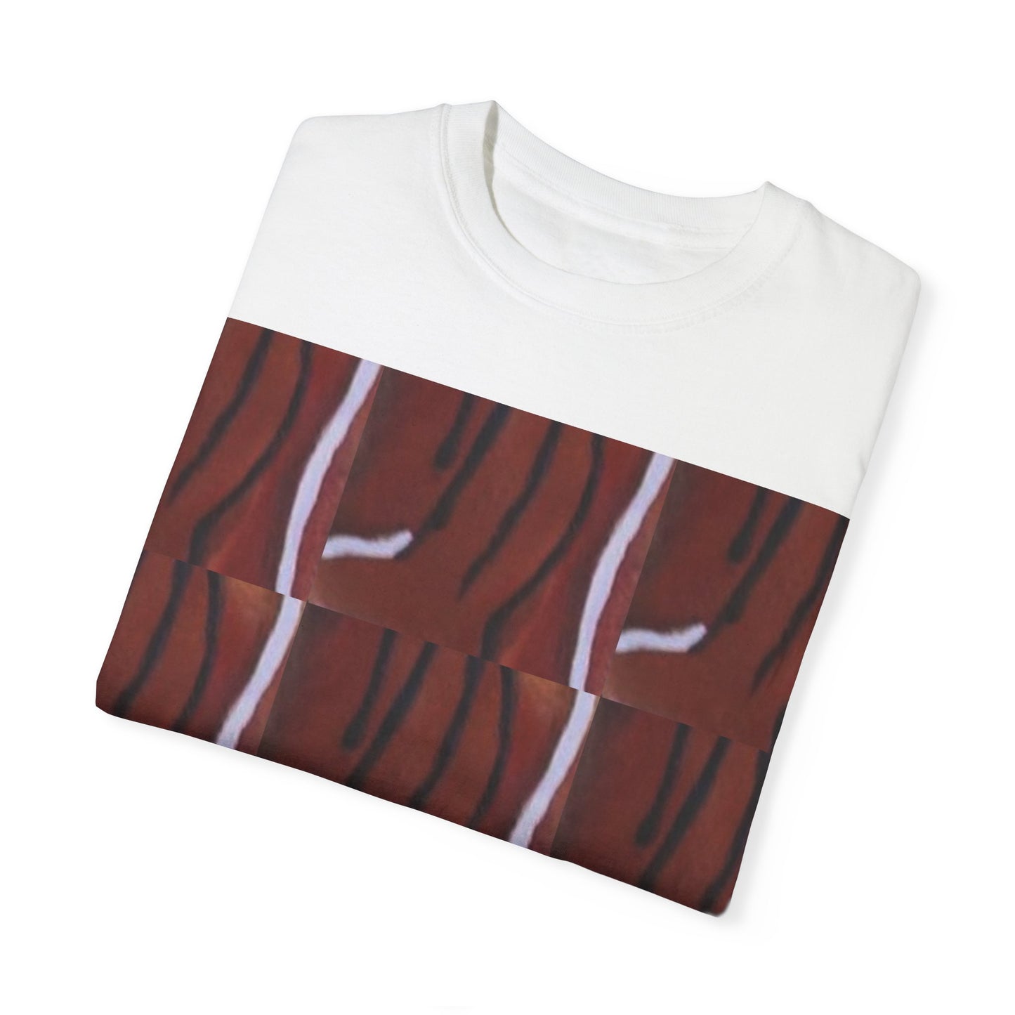 Wild Elegance: Hand-Painted Bongo Skin Print Artistic Unisex Garment-Dyed T-Shirt - Unique Pattern Design