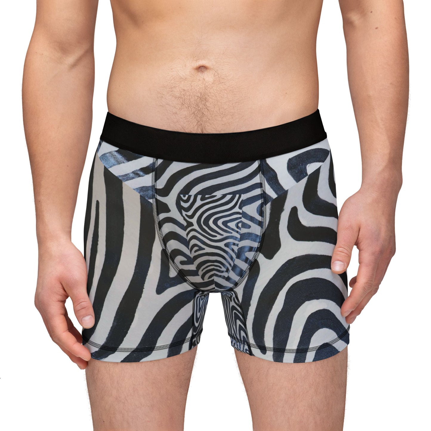 Wilderness Elegance: Zebra Prints Men's Boxers (AOP)