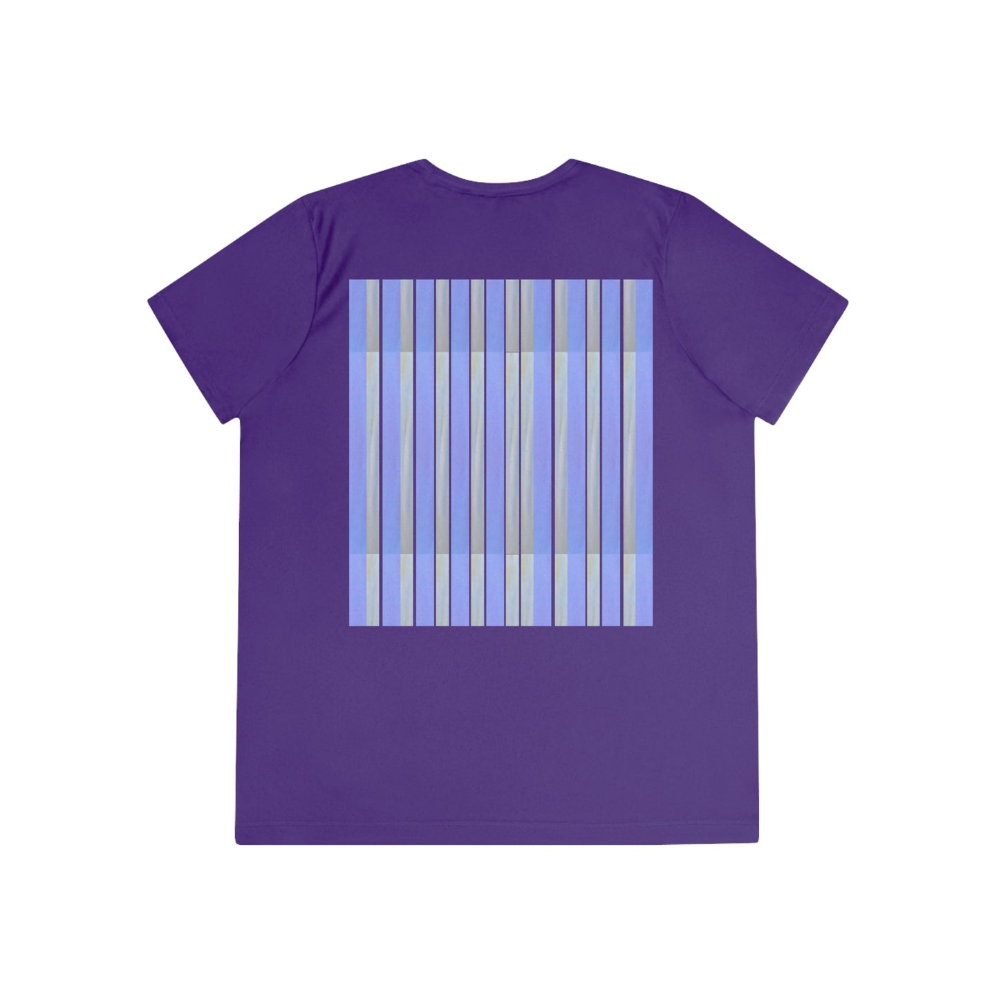 Artist’s Sky: Handcrafted Views Ladies' Blue Striped Competitor Tee - Comfortable Athletic Shirt