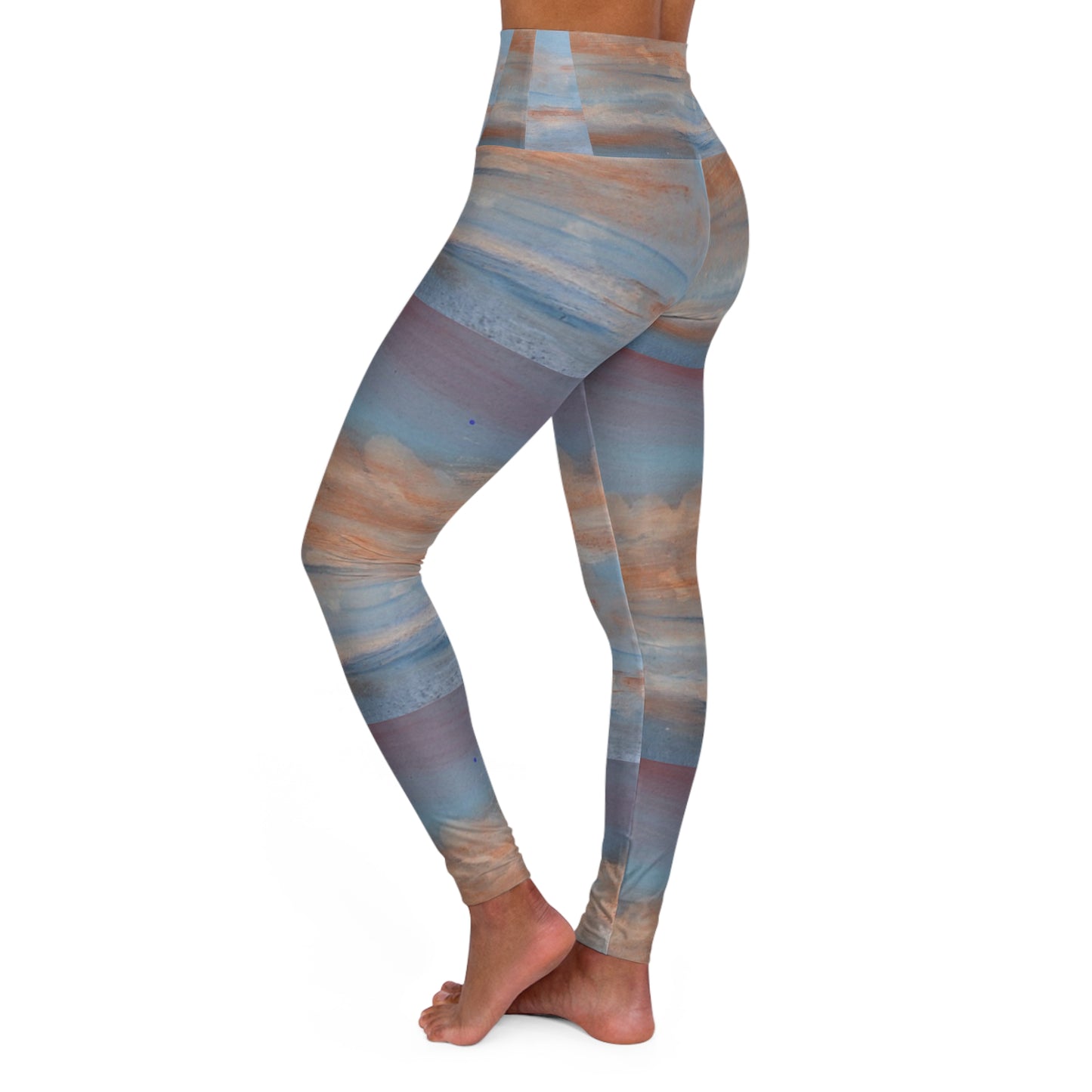 Sky Inspired High Waisted Yoga Leggings - Dreamy Clouds Design