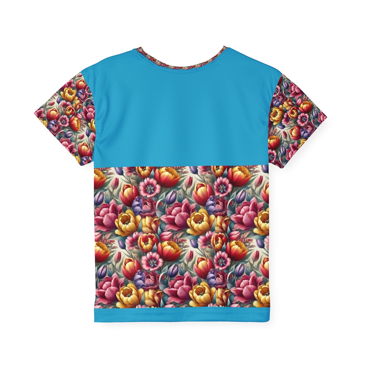 Whimsical Tulips: Nature’s Canvas Vibrant Floral Kids Sports Jersey - Colorful Fun for Active Play