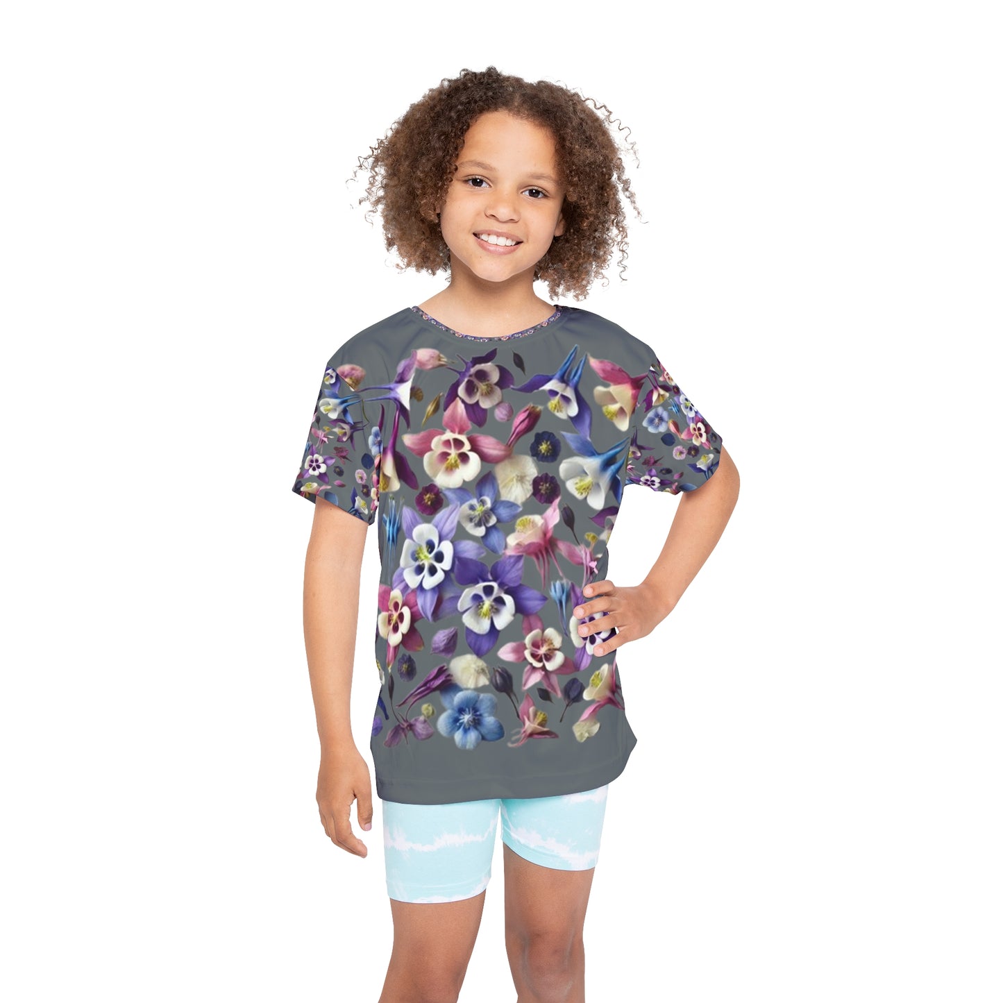 A Dance of Columbine and Orchid Flower Power Kids Sports Jersey - Floral Design Jersey for Active Play