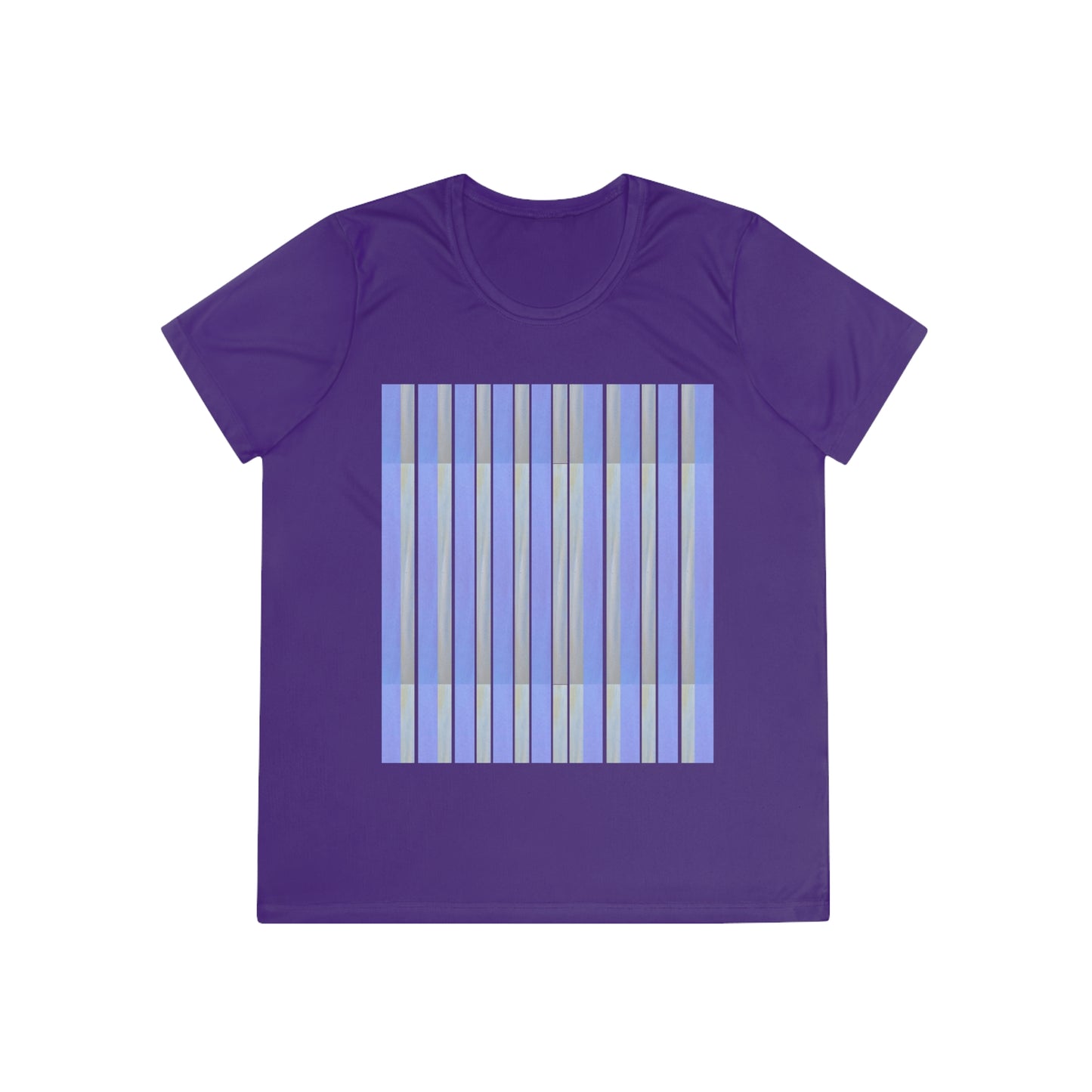 Artist’s Sky: Handcrafted Views Ladies' Blue Striped Competitor Tee - Comfortable Athletic Shirt