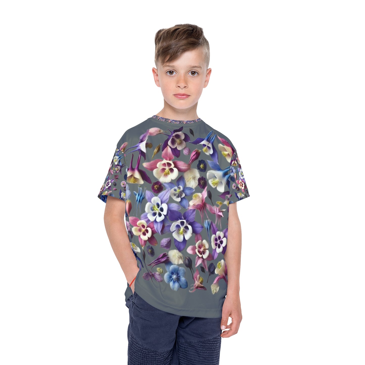 A Dance of Columbine and Orchid Flower Power Kids Sports Jersey - Floral Design Jersey for Active Play