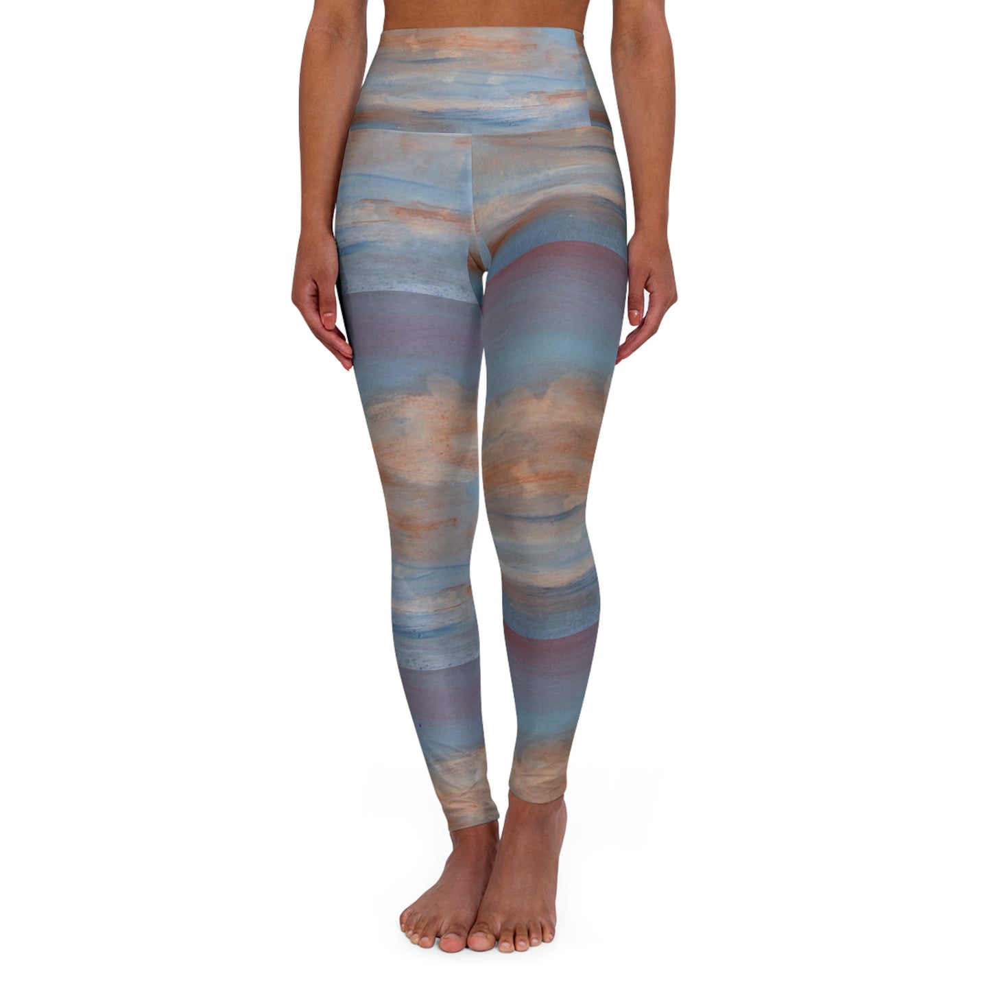 Sky Inspired High Waisted Yoga Leggings - Dreamy Clouds Design