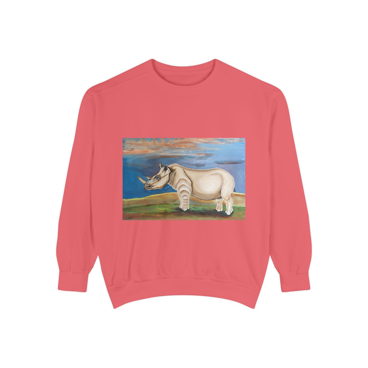 The Tranquil Giant:  The Endangered Rhino Unisex Garment-Dyed Sweatshirt