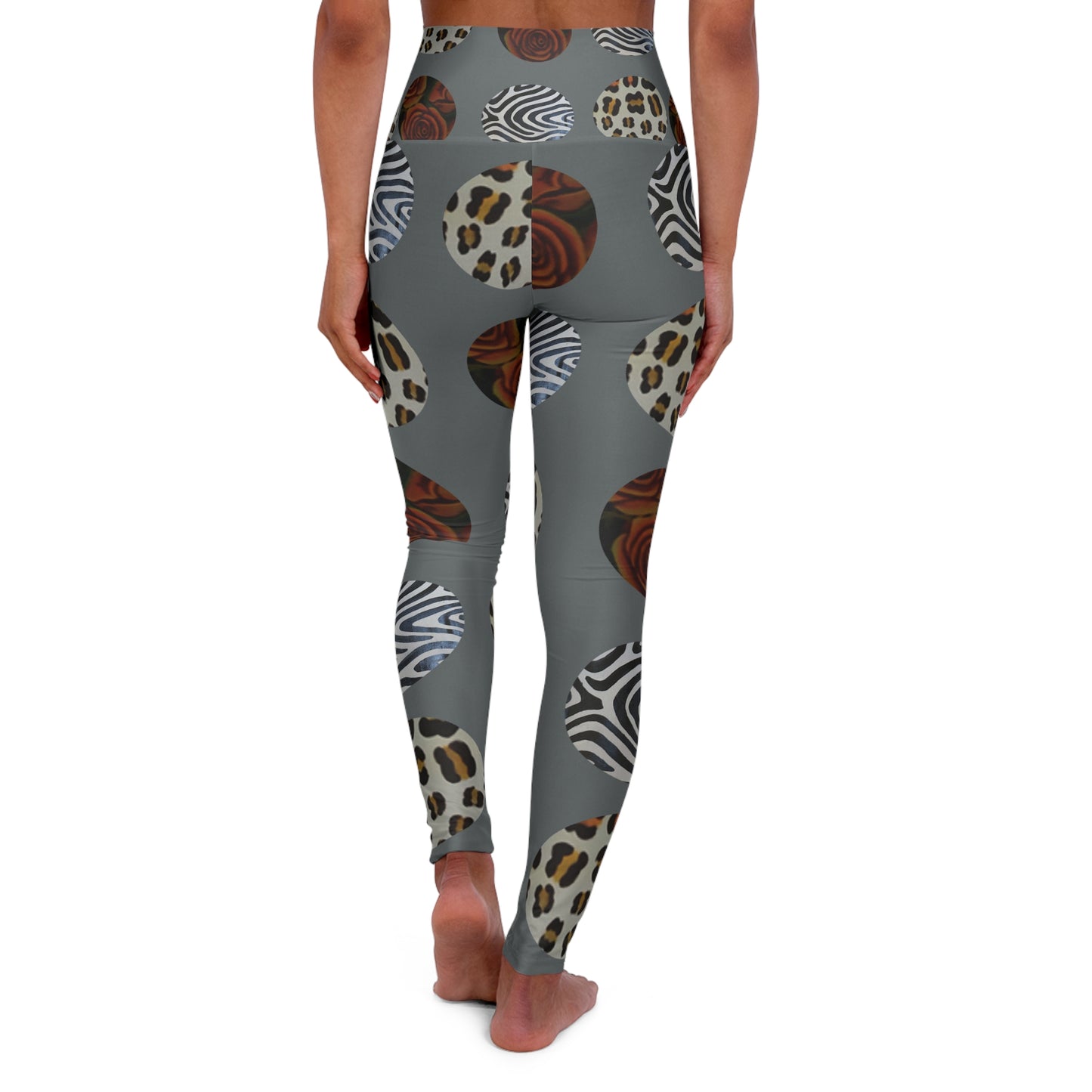 Trendy High Waisted Yoga Leggings with Animal Print Design